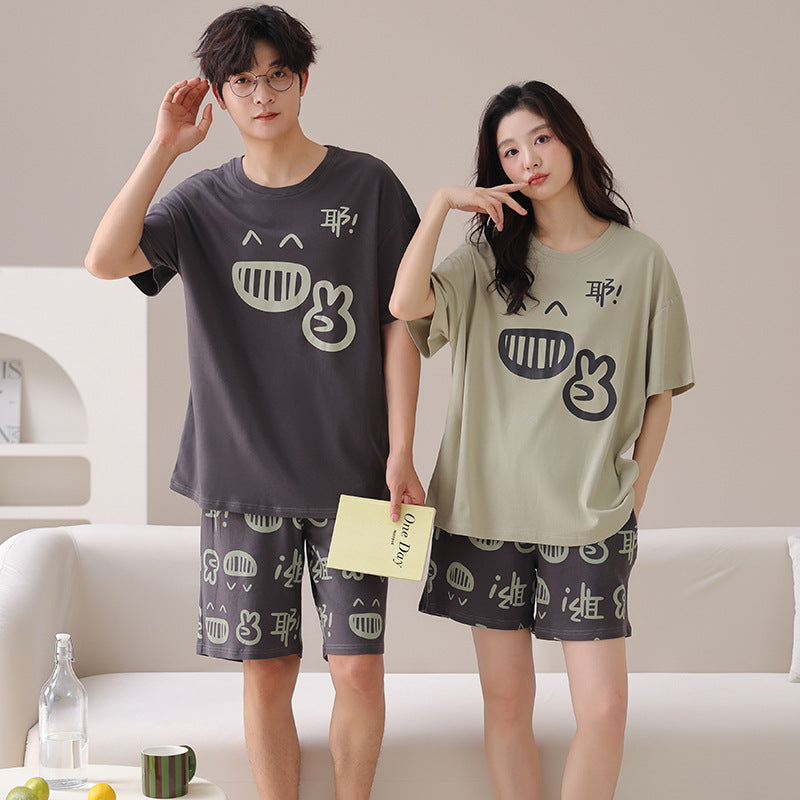 Outdoor Wear Loose Short-sleeved Shorts Couple Pajamas