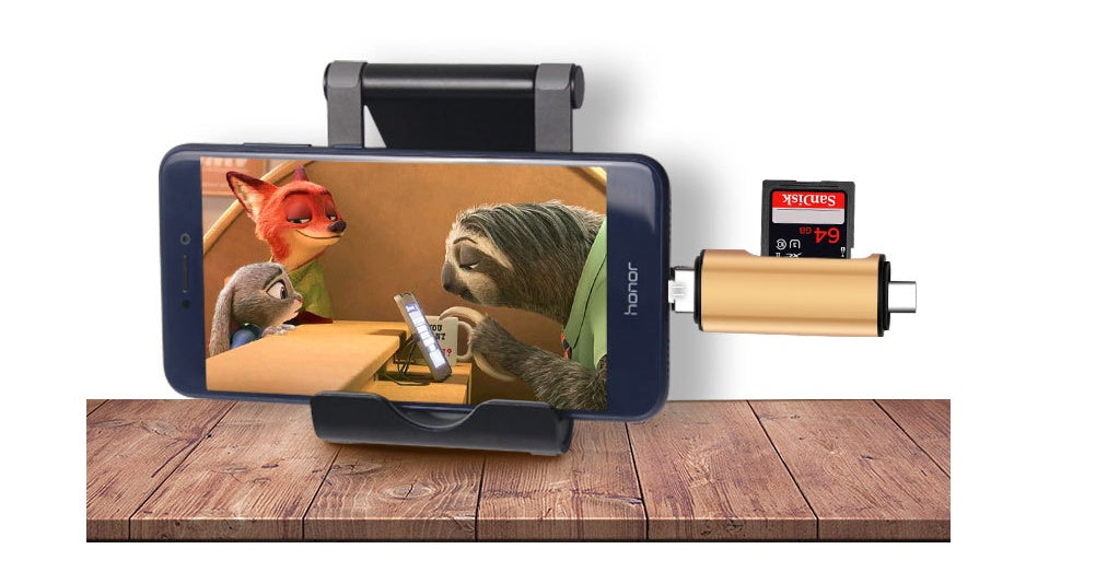Compact Micro Type-C Triad USB Card Reader