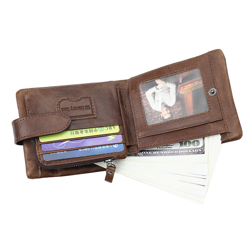 Vintage First Layer Cowhide Short Wallet