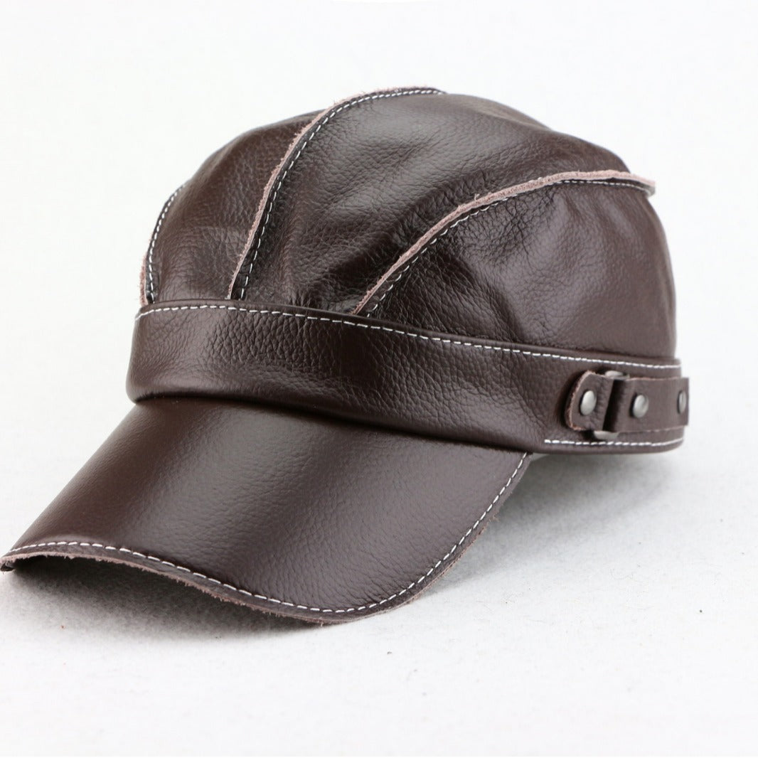 Korean-style Trendy Unisex Top-layer Cowhide For Autumn And Winter Fashionable And Casual Baseball Cap
