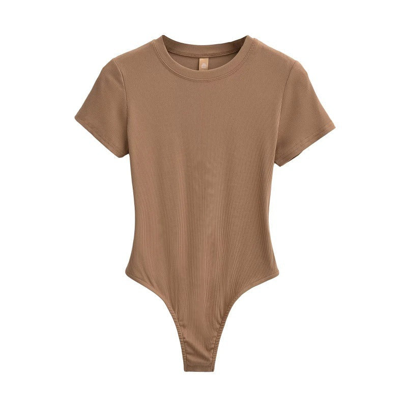 Neck Short Sleeve Rompers Slim Fit Slimming T-shirt Top