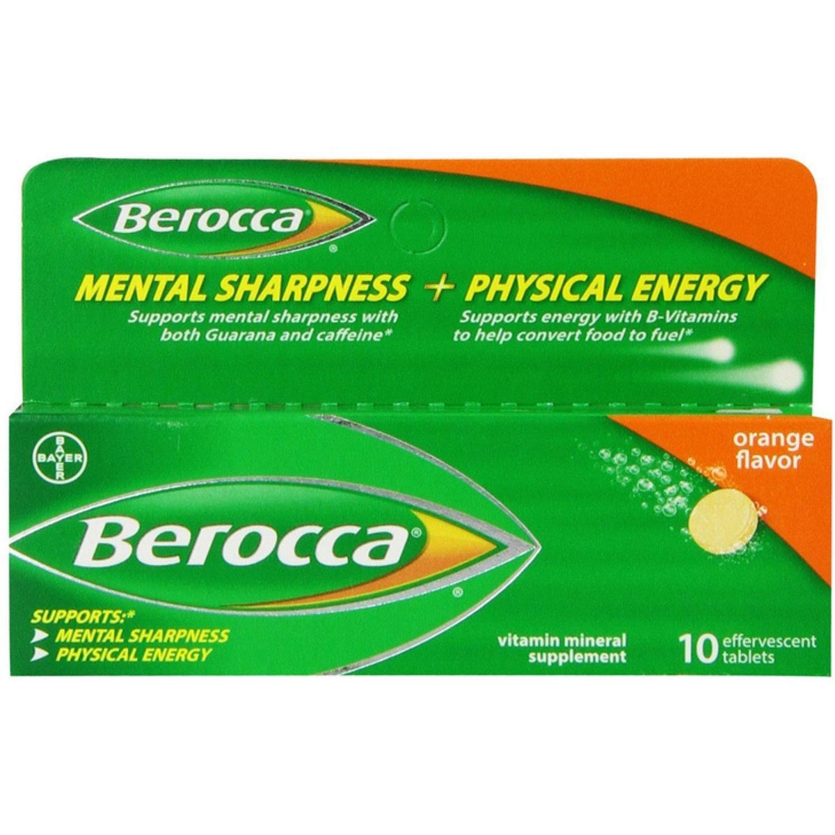 Berocca Orange Flavor Vitamin Mineral Supplement Effervescent Tablets