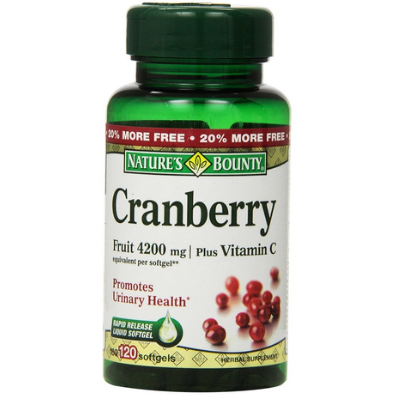 Nature's Bounty Cranberry Fruit 4200 Mg Plus Vitamin C Softgels