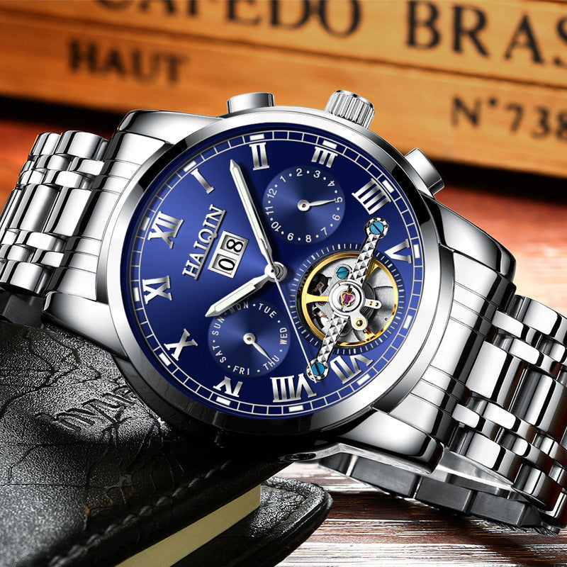 Men's Fashion Luminous Waterproof Skeleton Tourbillon Watch