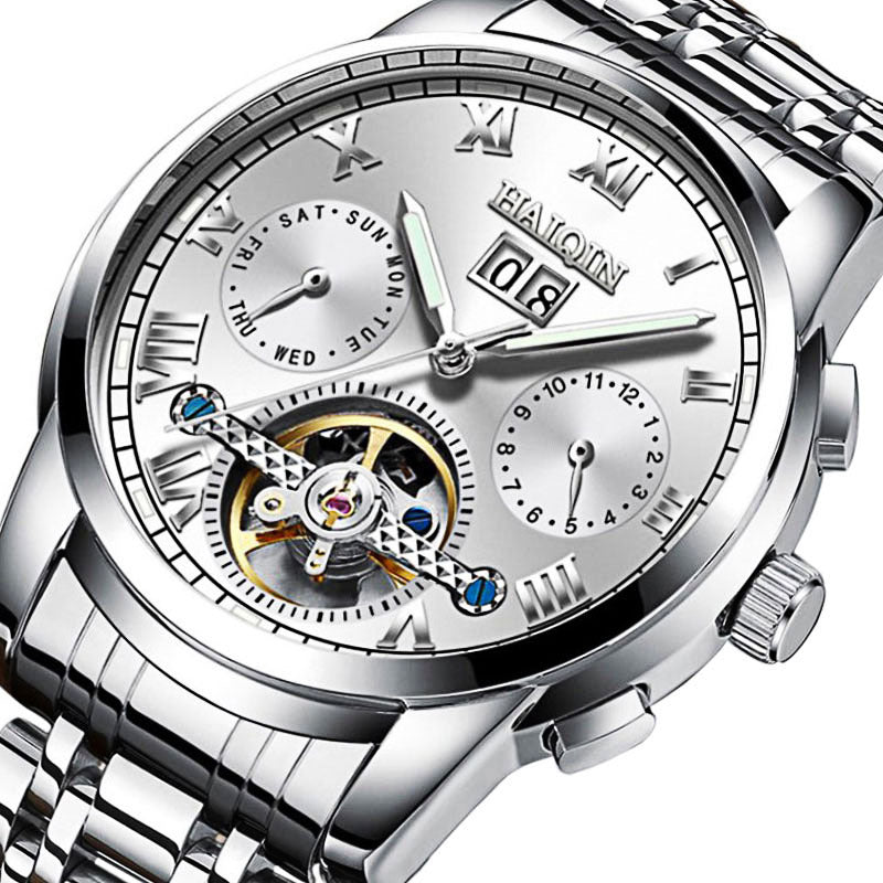 Men's Fashion Luminous Waterproof Skeleton Tourbillon Watch