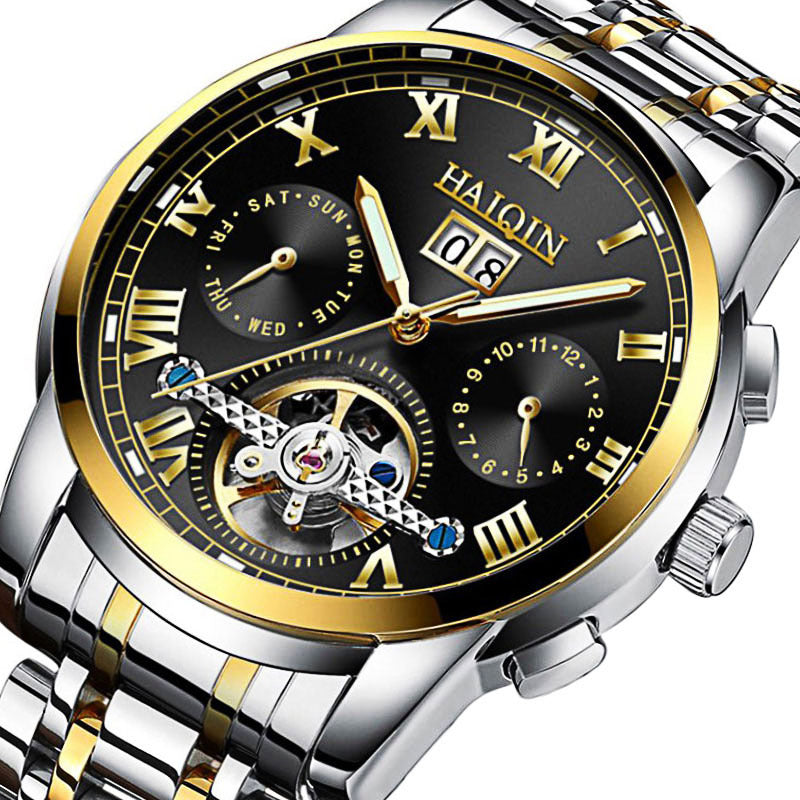 Men's Fashion Luminous Waterproof Skeleton Tourbillon Watch