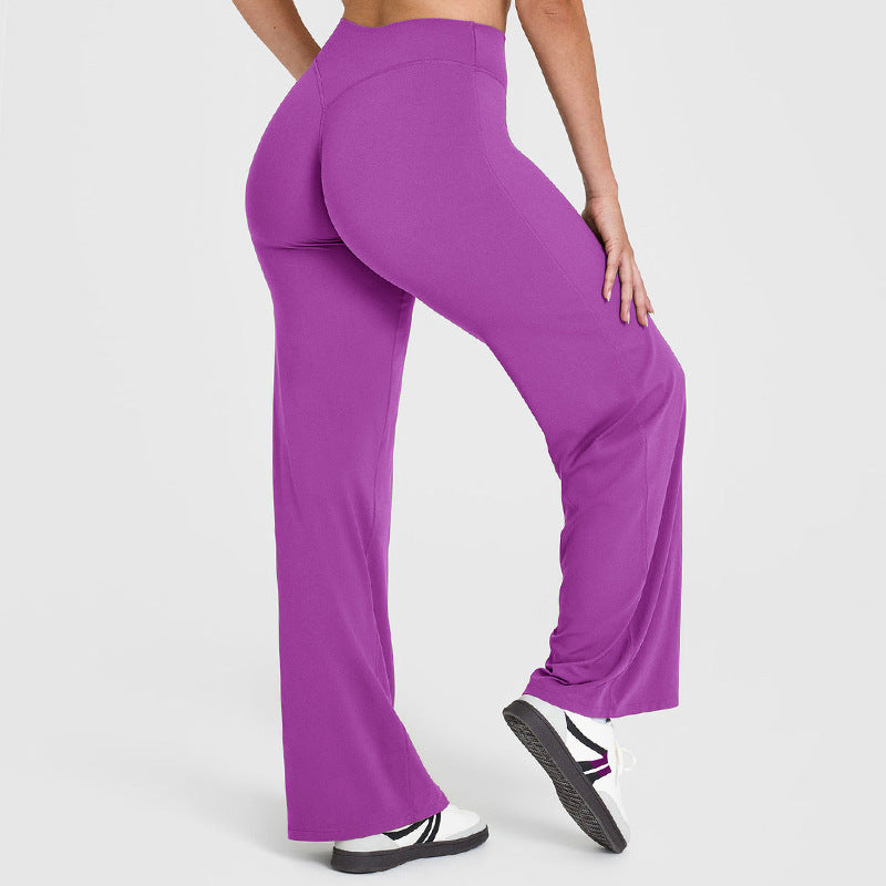 Loose Straight-leg Yoga Pants That Create A Slimming High-waisted Look