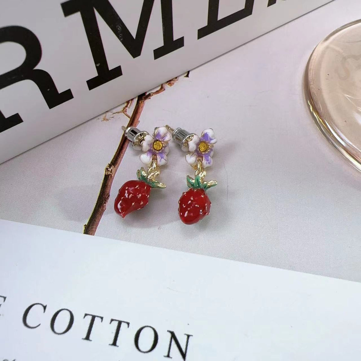 Strawberry Flower Stud Earrings