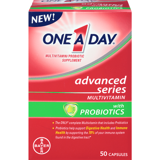 One A Day Advanced Series With Probiotics Multivitamin Capsules 50 Ct Box