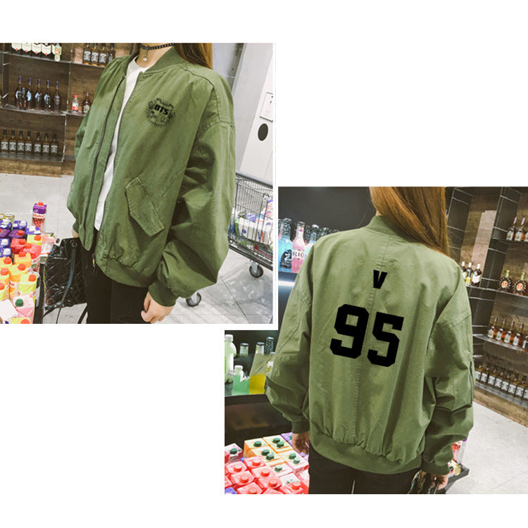 BTS Inspired Loose Fit Baseball Jacket with Zipper
