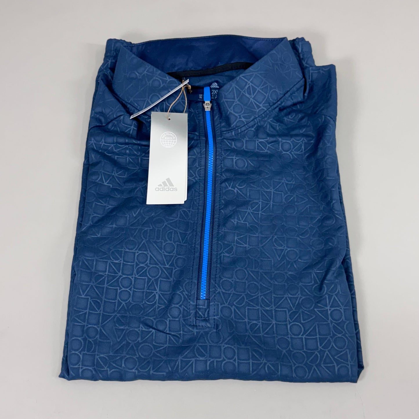 ADIDAS Deboss 1/4" Zip Men's Golf Sweatshirt Sz-2XL Navy Blue HA9118