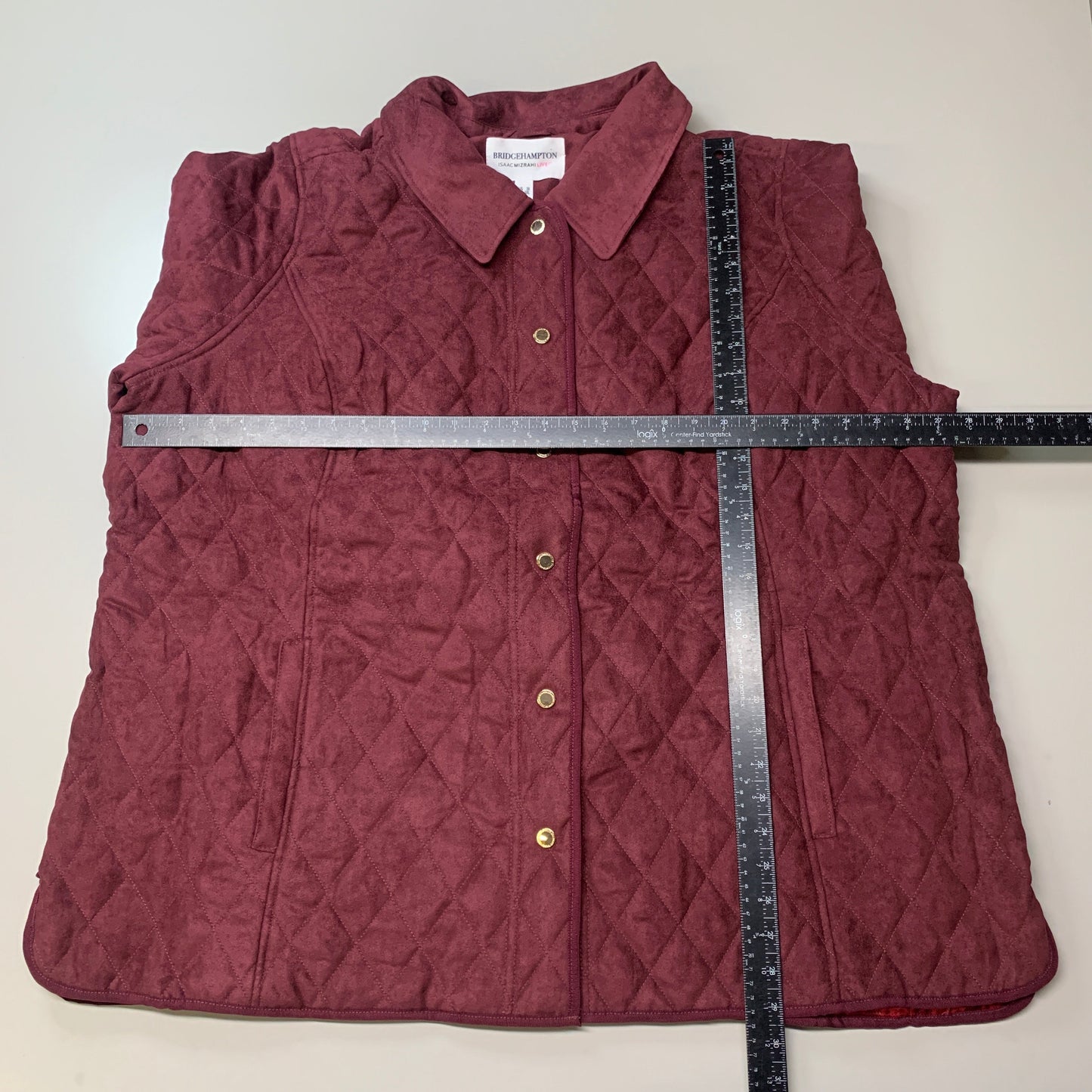BRIDGE HAMPTON ISSAC MIZRAHI LIVE! Faux Suede Coat Full Snap Up Spiced Wine Sz 3X