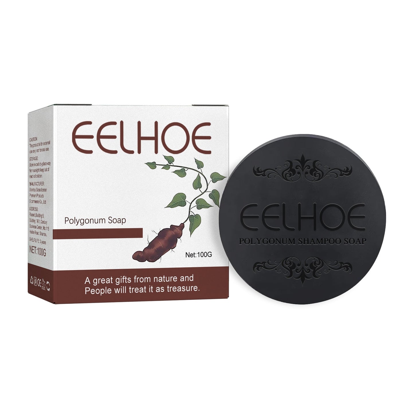 Polygonum Polygonum White Turn Black Shampoo Deep Cleansing Soft Nourishing Solid Black Hair Shampoo Soap
