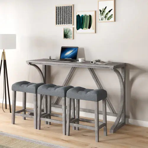 Bar Table Set With Power Socket, Bar Table And Chair Set For Living Room, Dining Room, Games Room