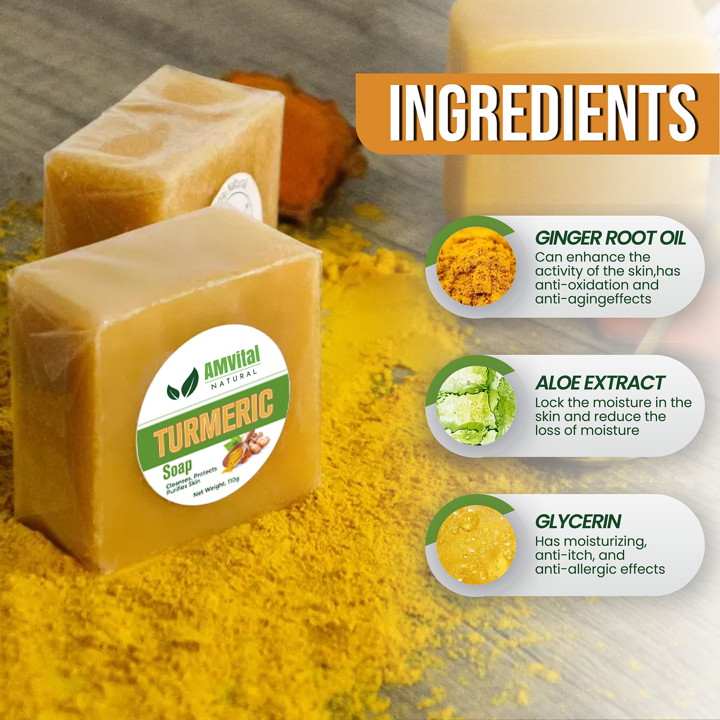 AMVital Turmeric Soap Bar for Face & Body