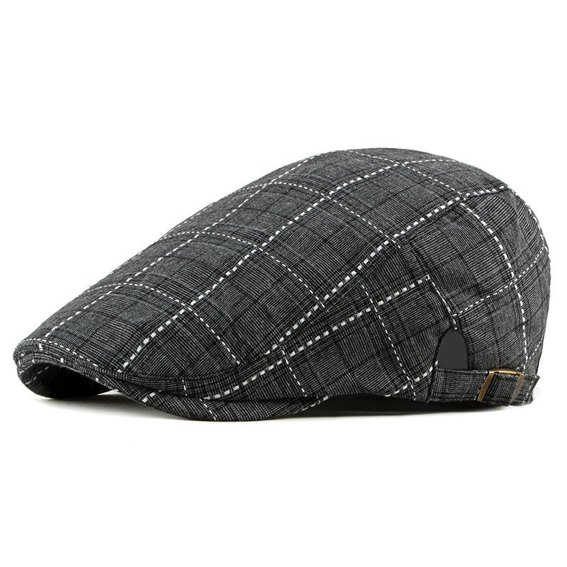 Mens Retro British Gingham Peaked Cap