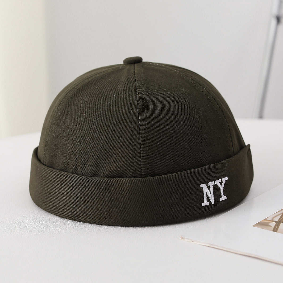Men's Single-color Embroidered NY Letter Adjustable Trendy And Bohemian Style Landlord Hat, Suitable For Daily Casual Street Dance Outfits.
