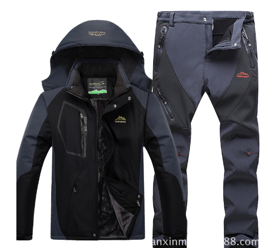 Men's Winter Waterproof Fleece Lined Outdoor Jacket Set