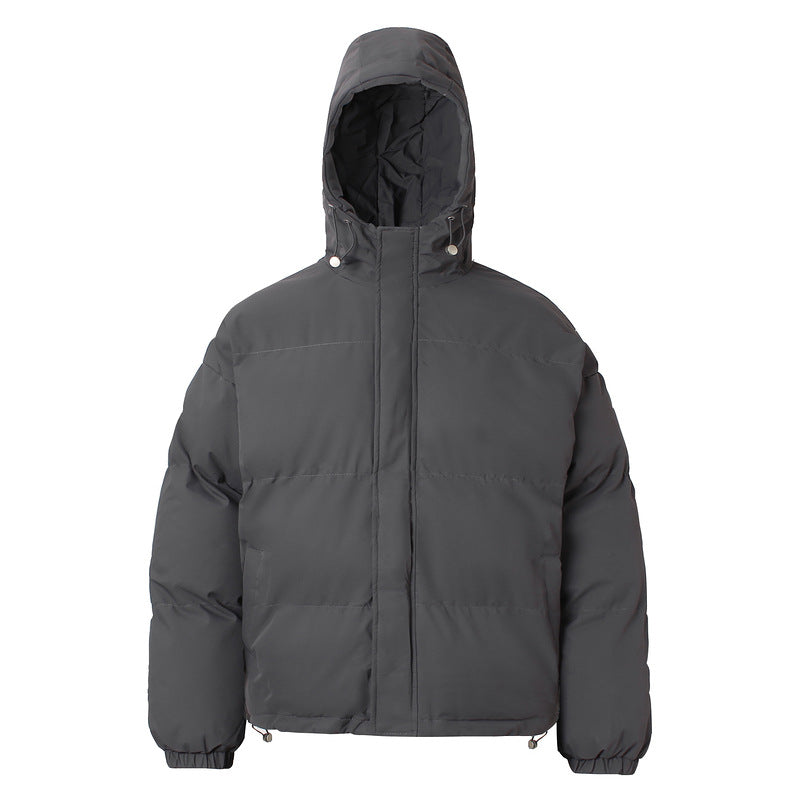 American-style Solid-color Hooded Cotton Jacket