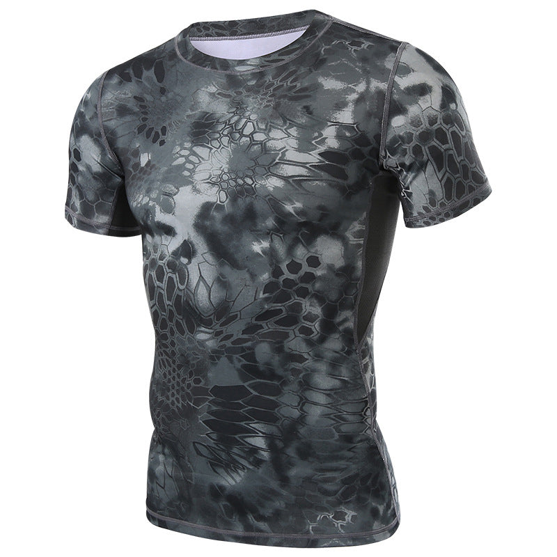 Slim-fit Casual Crew-neck Python-pattern T-shirt For Men