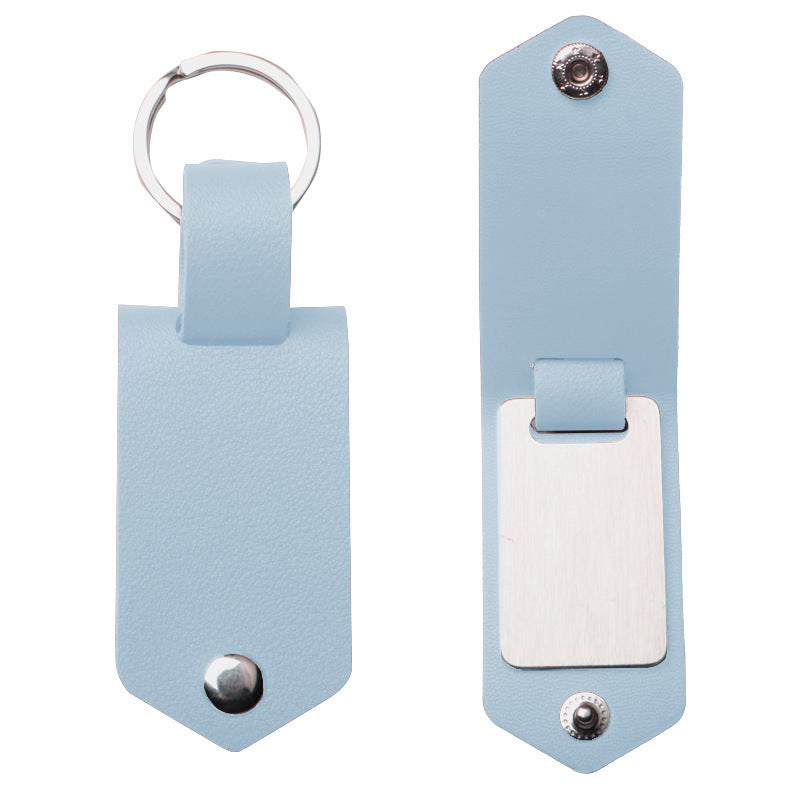 Laser Engraved Stainless Steel Leather Keychain