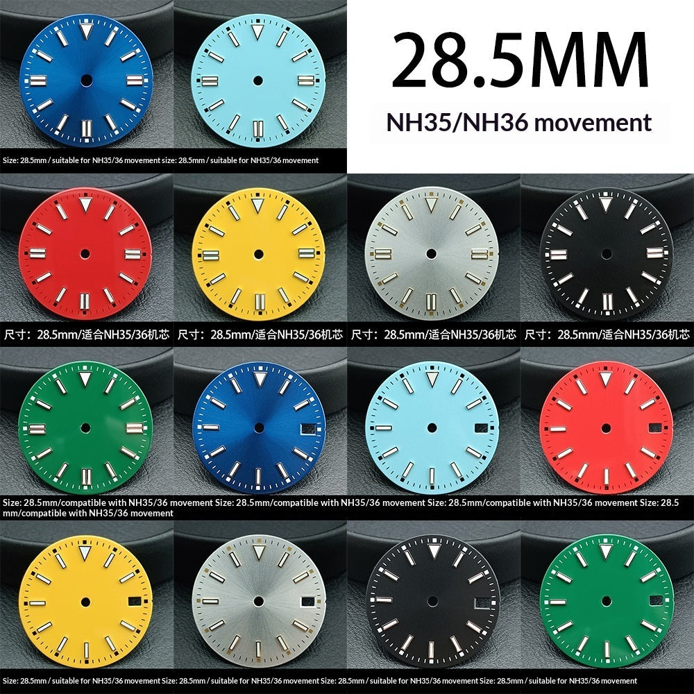 Watch Dial 285 Mm Sunburst Finish With Green Luminous Numerals