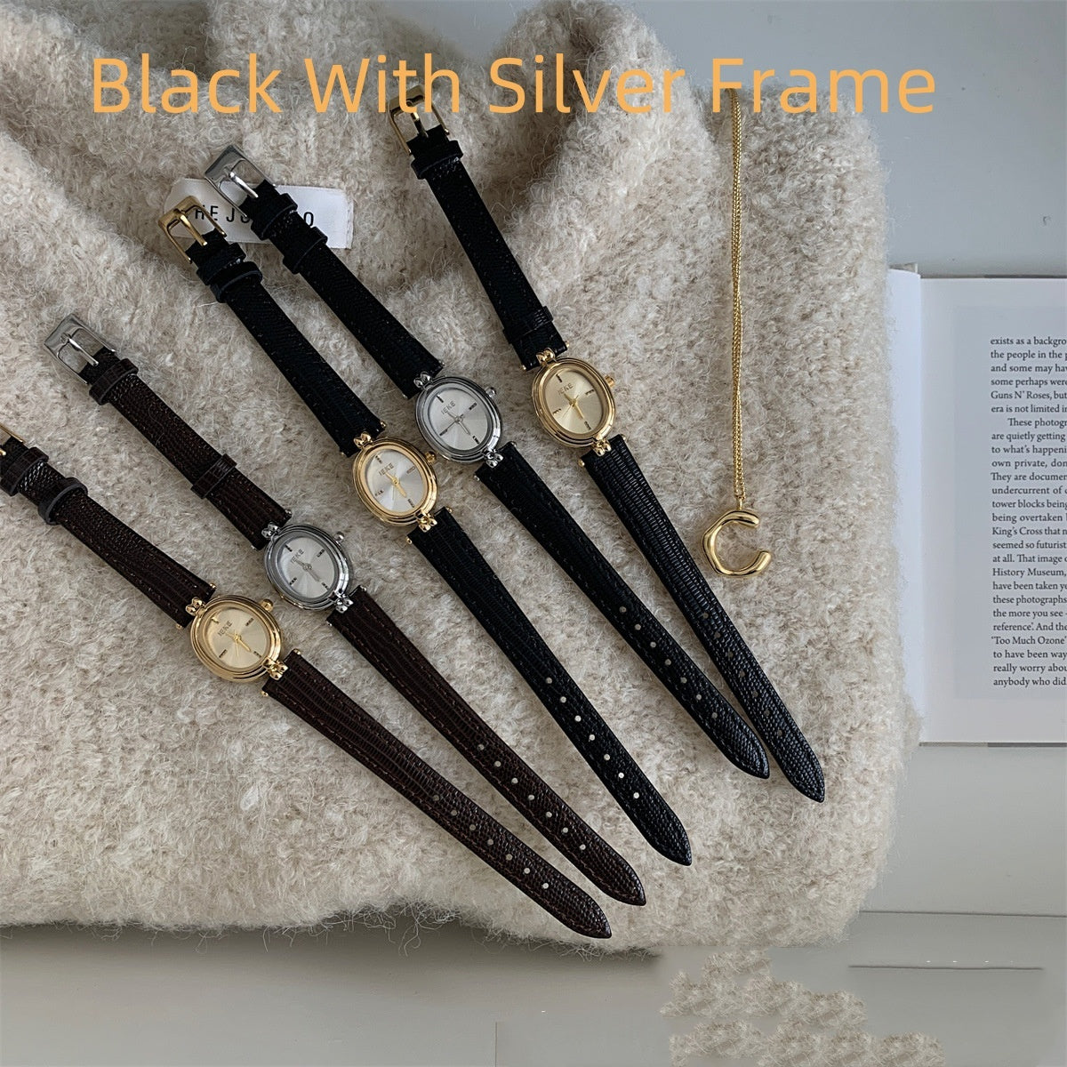 Black Gold Oval Women's Luxury Watch
