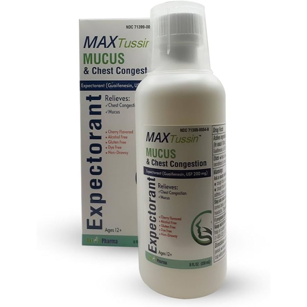 OneLax MaxTussin Mucus & Chest Congestion - Guaifenesin 200mg, 8 oz Liquid