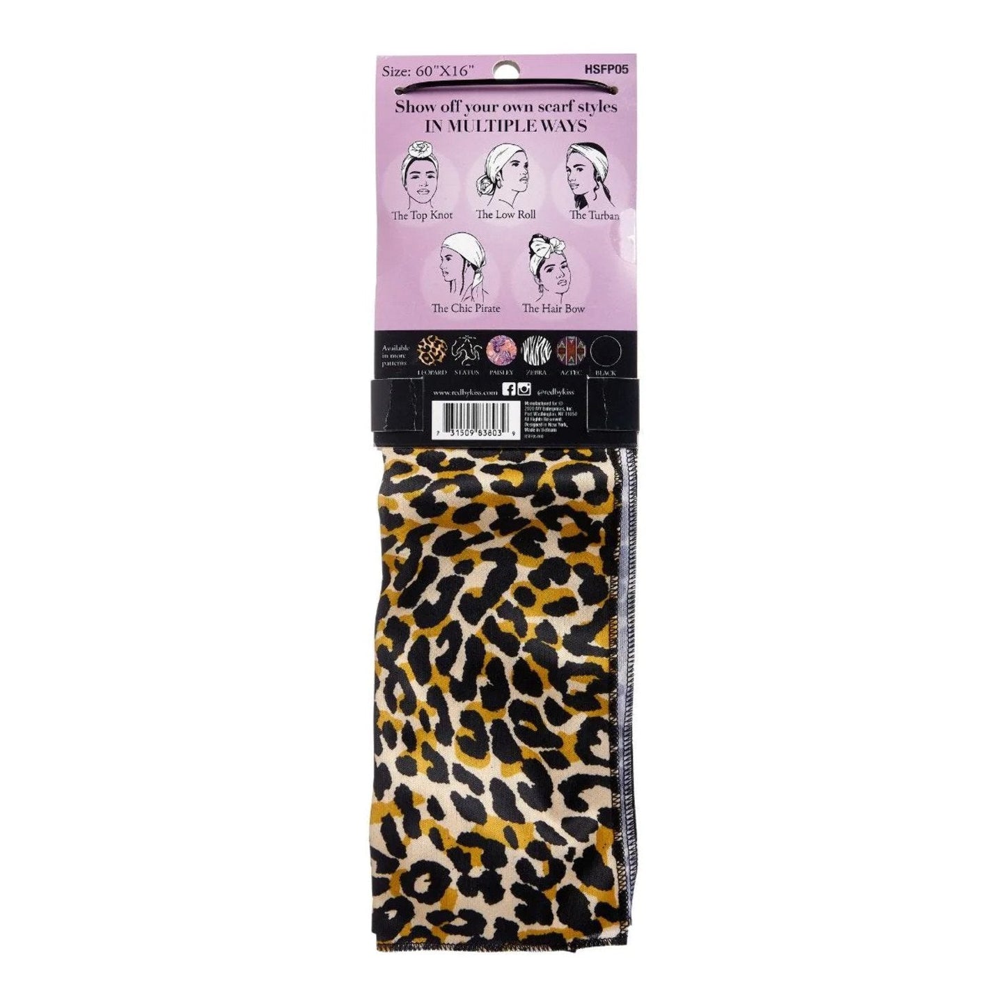 RED Satin Wrap Scarf - Leopard