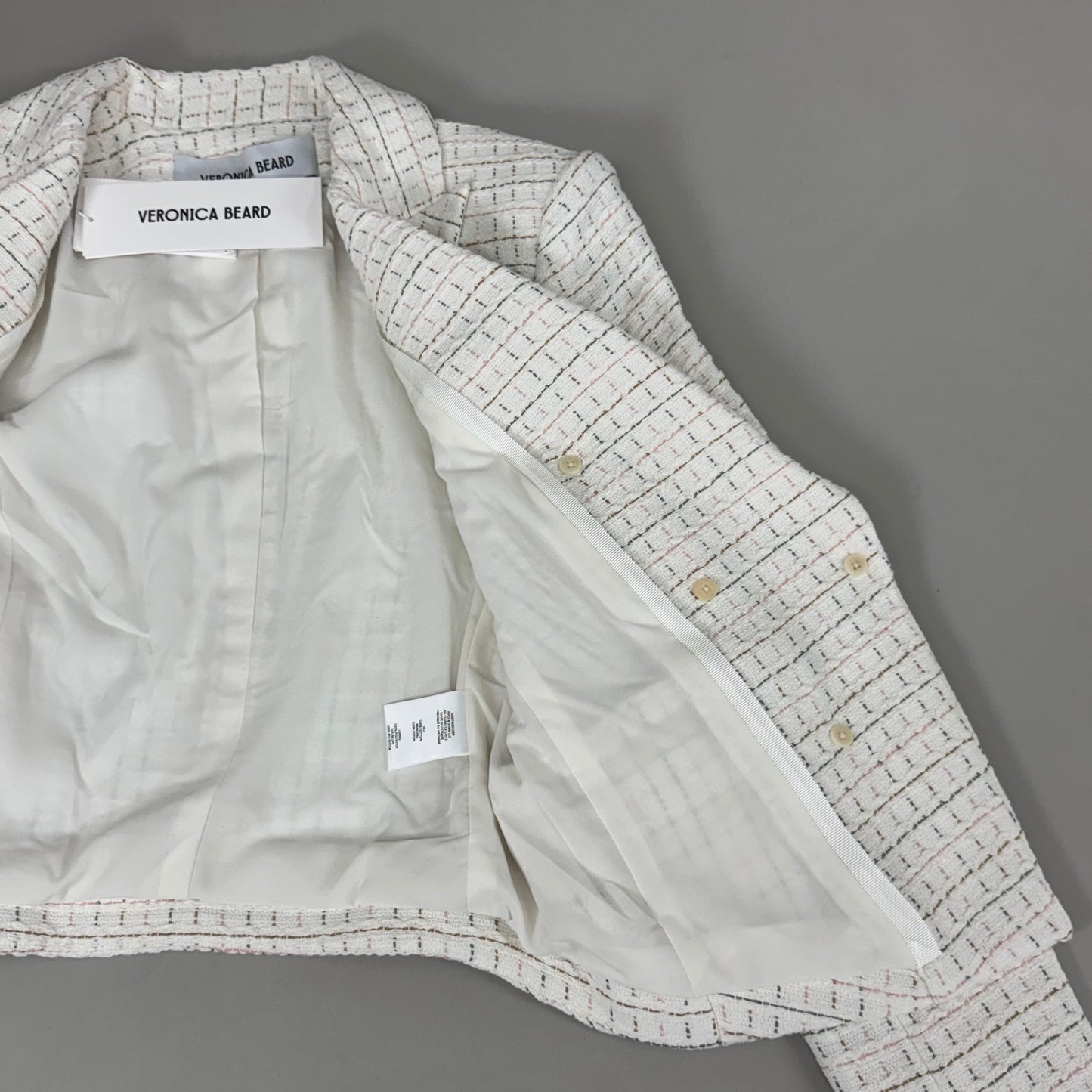 VERONICA BEARD Women's Diego Dickey Jacket Sz-8 Ivory/Multi 2406TW651509
