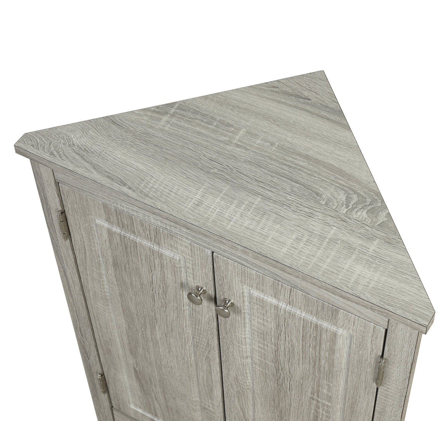 Oak Triangle Bathroom Storage Cabinet with Adjustable Shelves, Freestanding Floor Cabinet for Home Kitchen