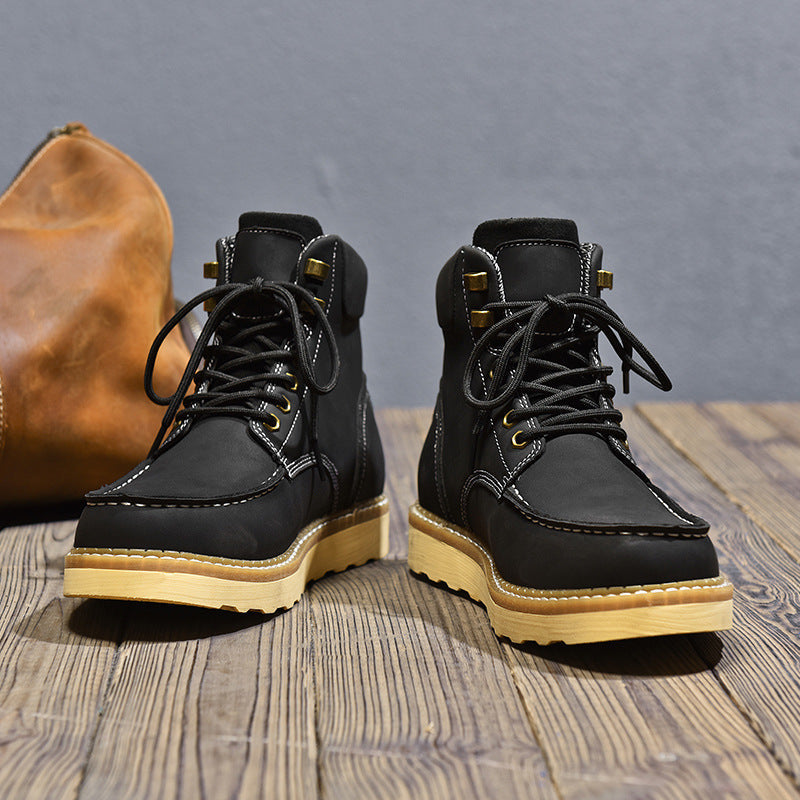 British High-top Leather Workwear Boots