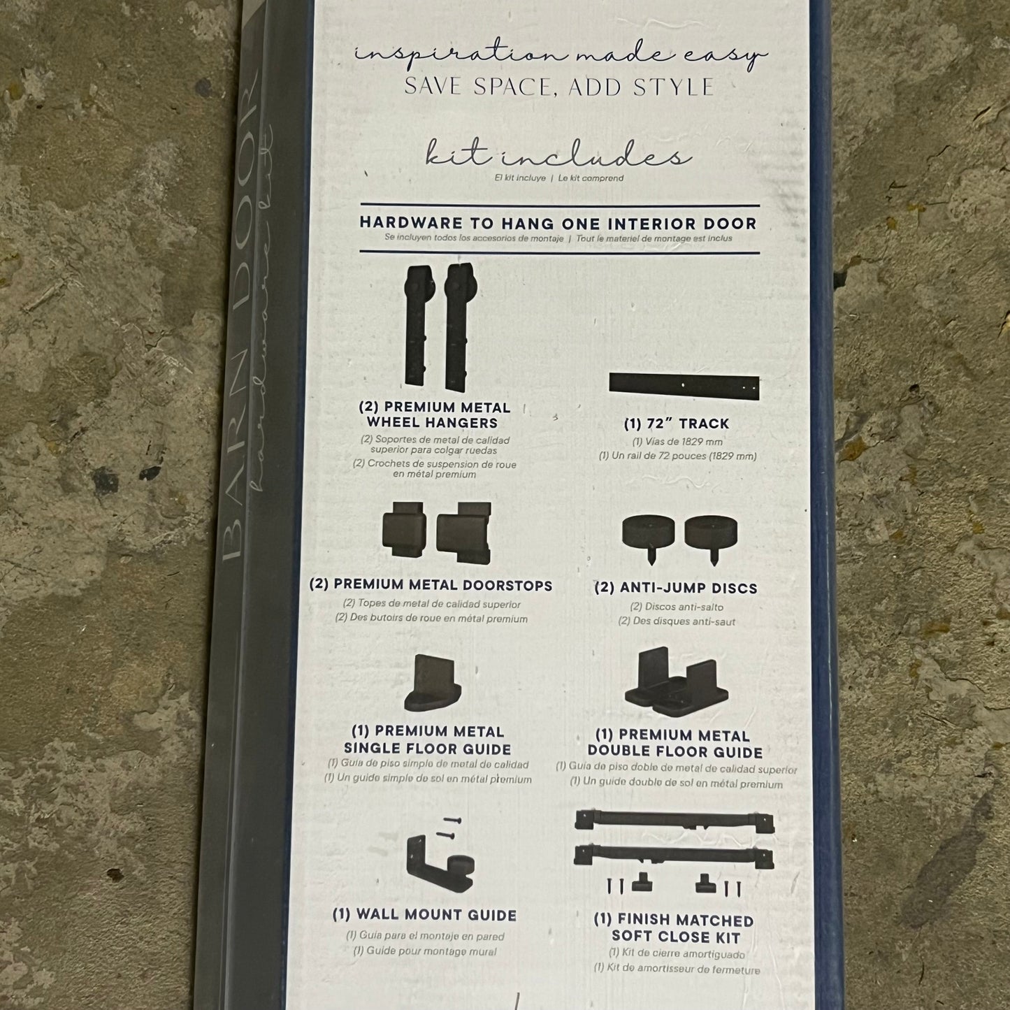 NATIONAL HARDWARE Interior Sliding Door Hardware Kit Sz 72” Matte Black 24116