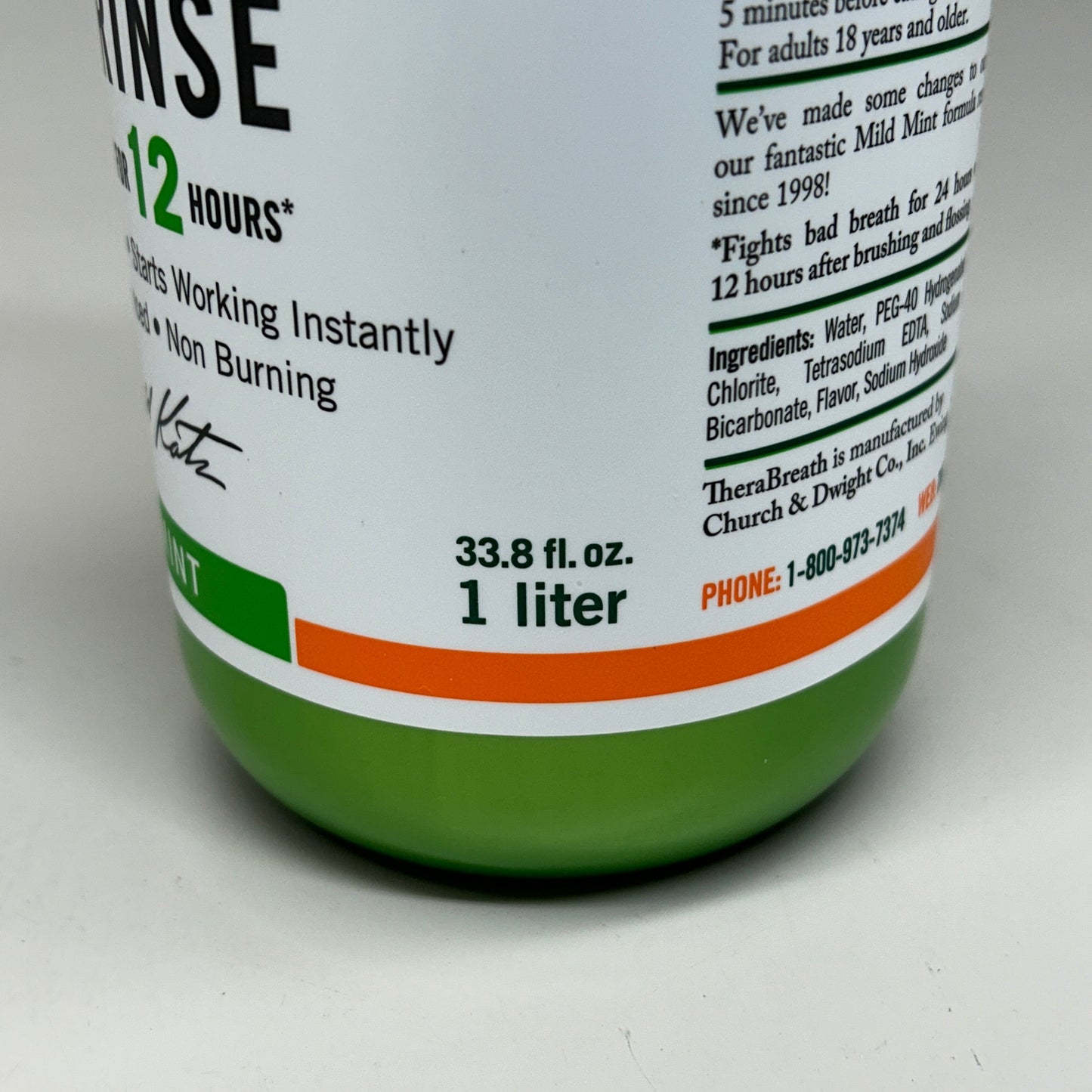 THERABREATH (2 PACK) Dentist Formulated Fresh Breath Oral Rinse 1 Liter each (07/26) Mild Mint