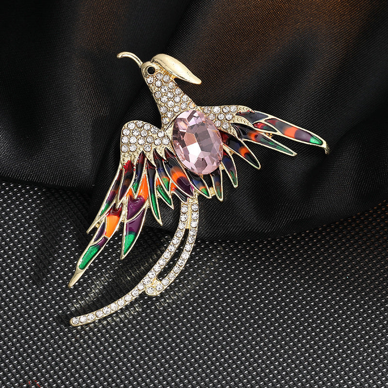 Elegant High-grade Oil Painting Phoenix Brooch