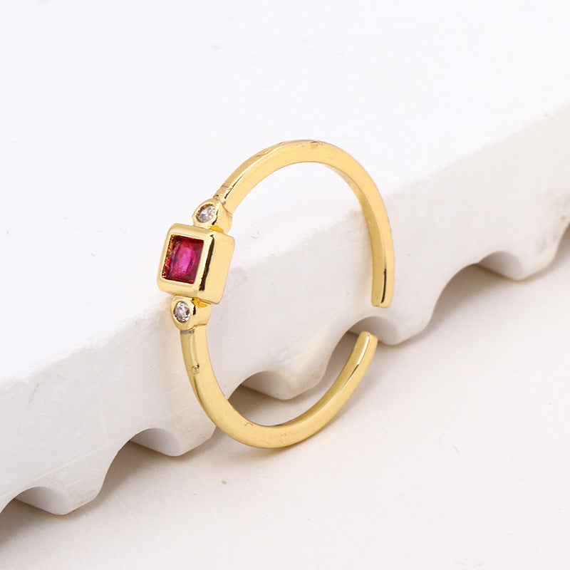Geometric Square Zircon Copper Ring