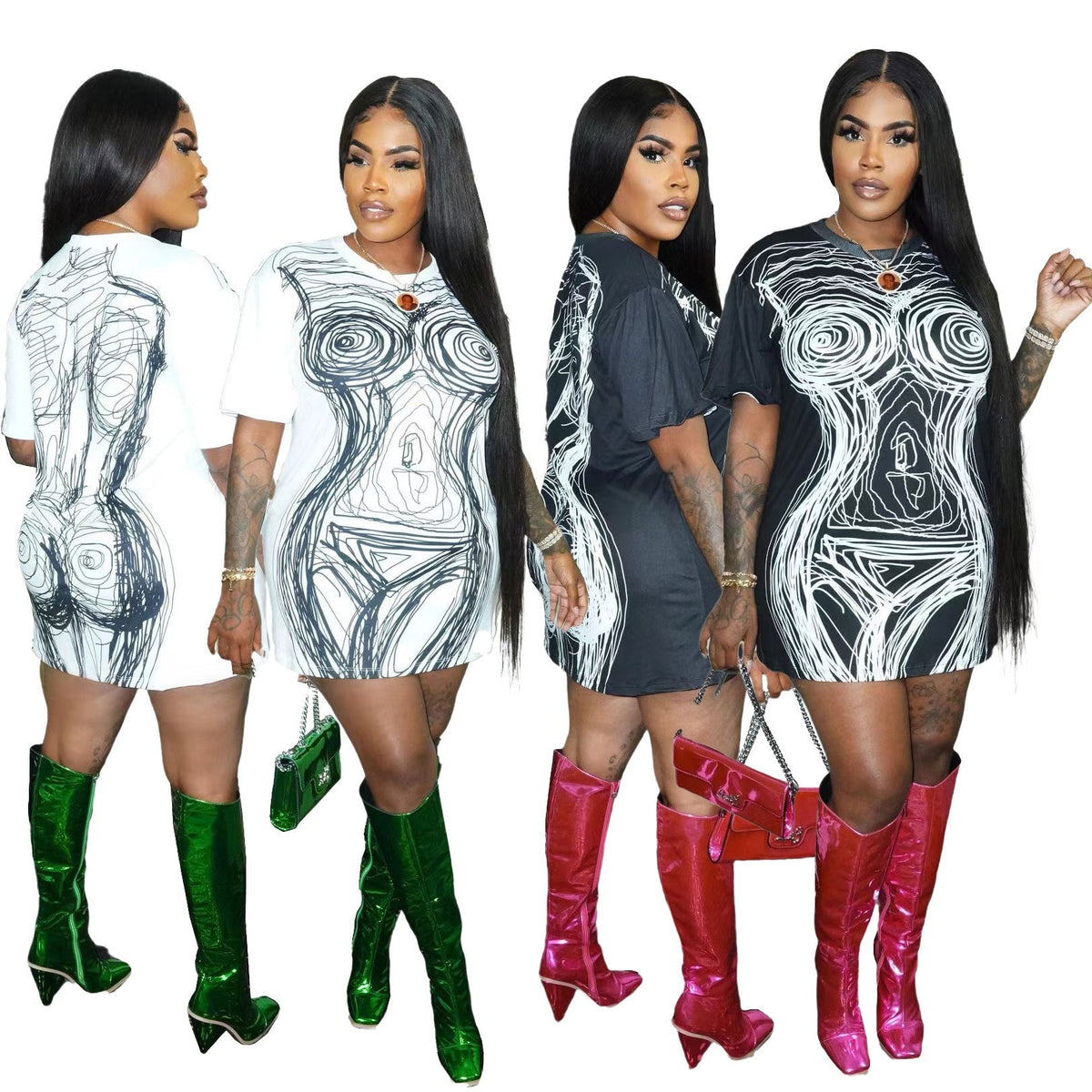 Line Art Human Body Painting Dress