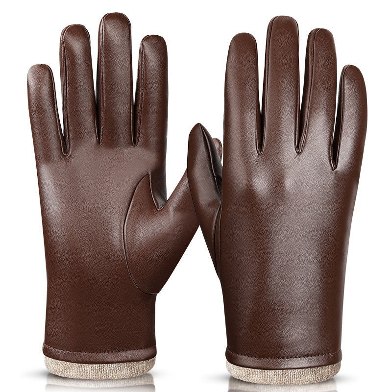 Mens Business-Style Wind- And Water-Resistant Leather Gloves