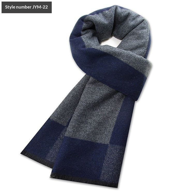 Mens Wool-Blend Plaid Scarf Winter Warmth & Extra Thickness