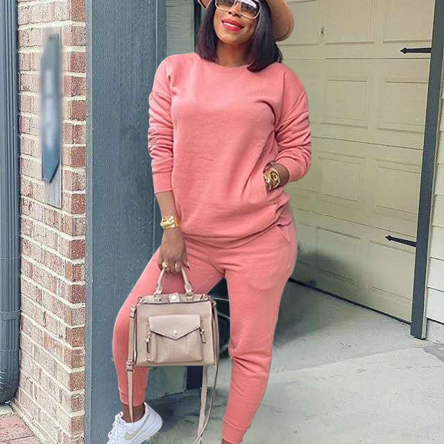 Fashionable Pure Color Thinner Two-piece Sportswear Women