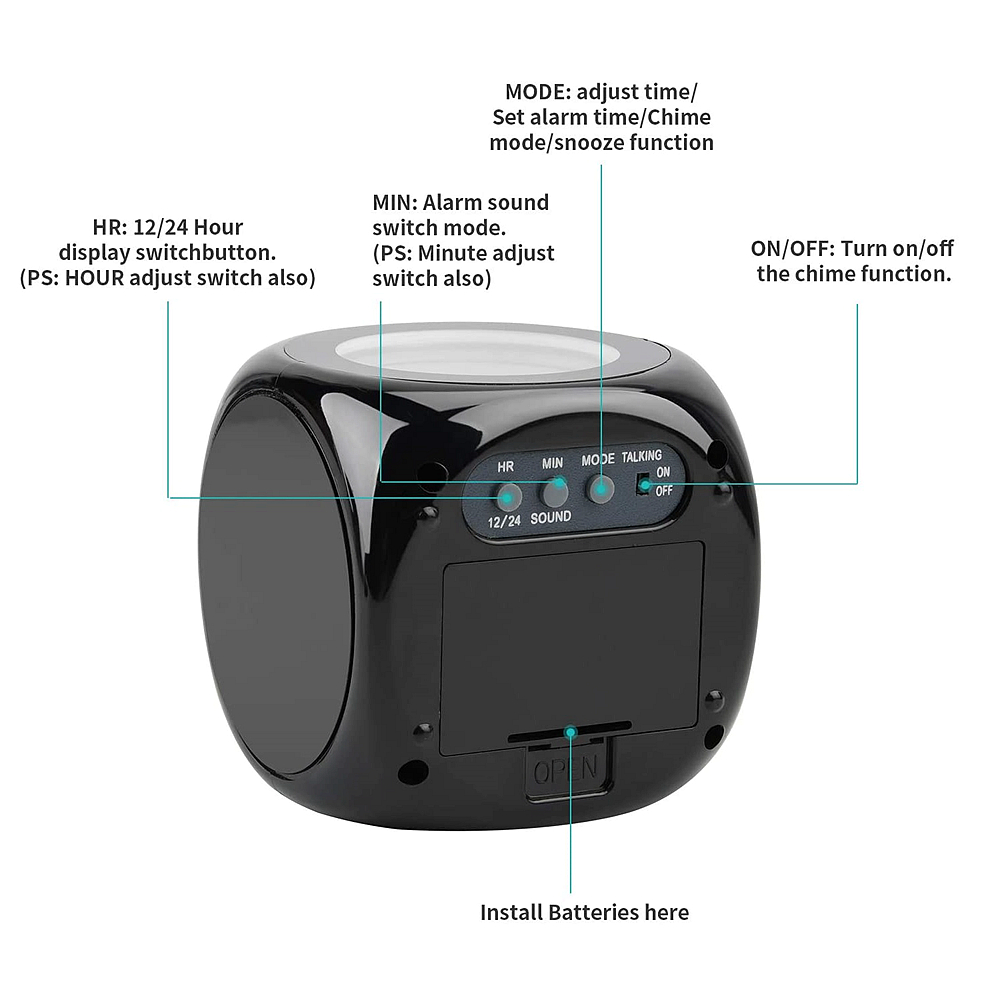 LED Projection Alarm Clock Digital LCD Display Voice Talking Weather