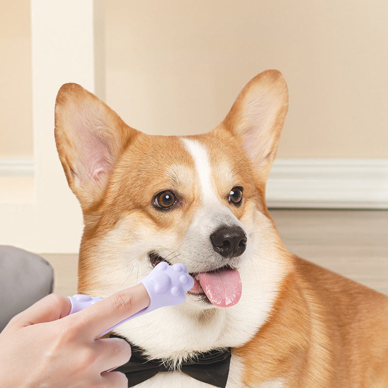 Silicone Toothbrush For Pets Food Grade Oral Cleaning Tool Finger Cover Toothbrush For Dogs And Cats