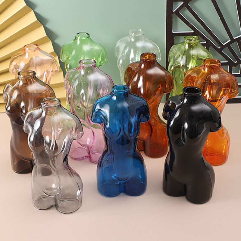 Colored Glass Body Art Flower Arrangement Vase Ornaments