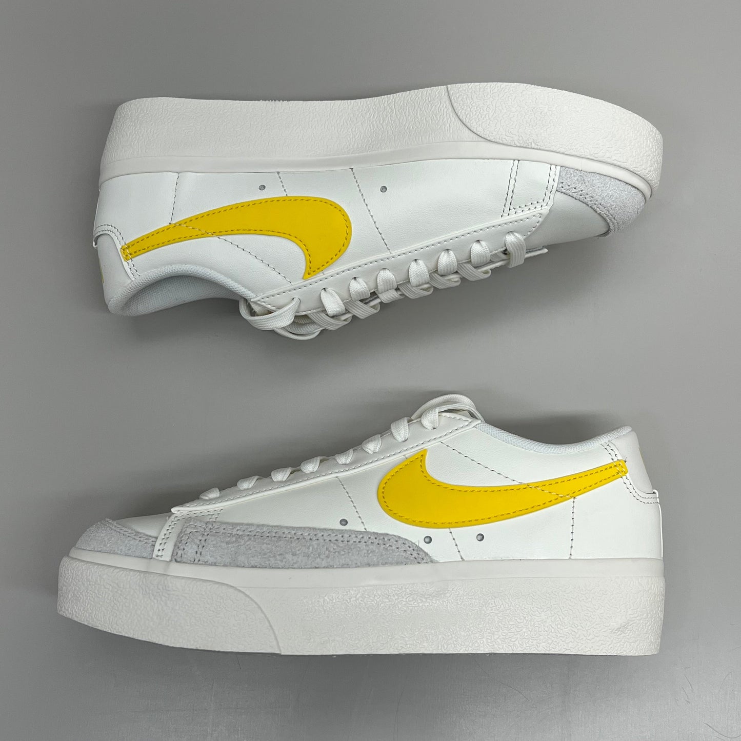 NIKE Blazer Low Cut Platform Sneaker Sz Women's 6.5 Men's 5 Yellow/Grey/White
