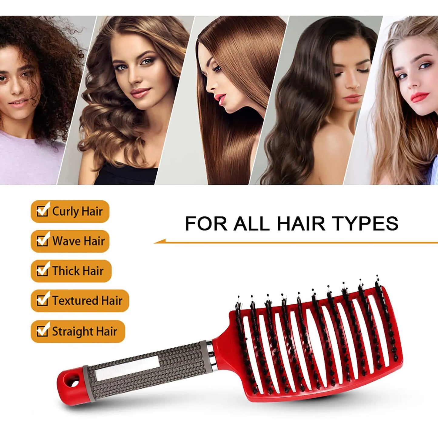 Hairstreaq Detangling Brush, Wet Dry Detangler Hair Brushes, Vented Detangling Brush, Fast Drying Styling Massage Hairbrush for Women & Kids’ Long, Thick, Thin, Curly & Tangled Hair (Pink) Pink