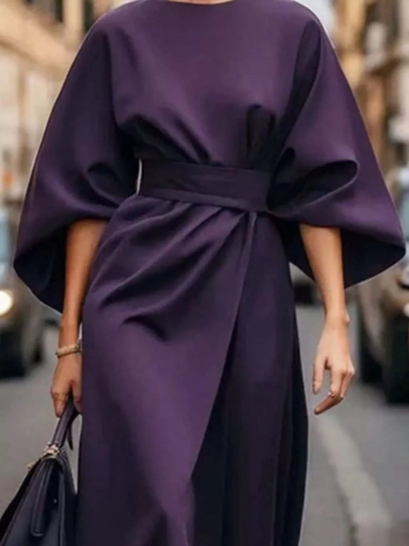 Round Neck 3/4 Sleeve Dress