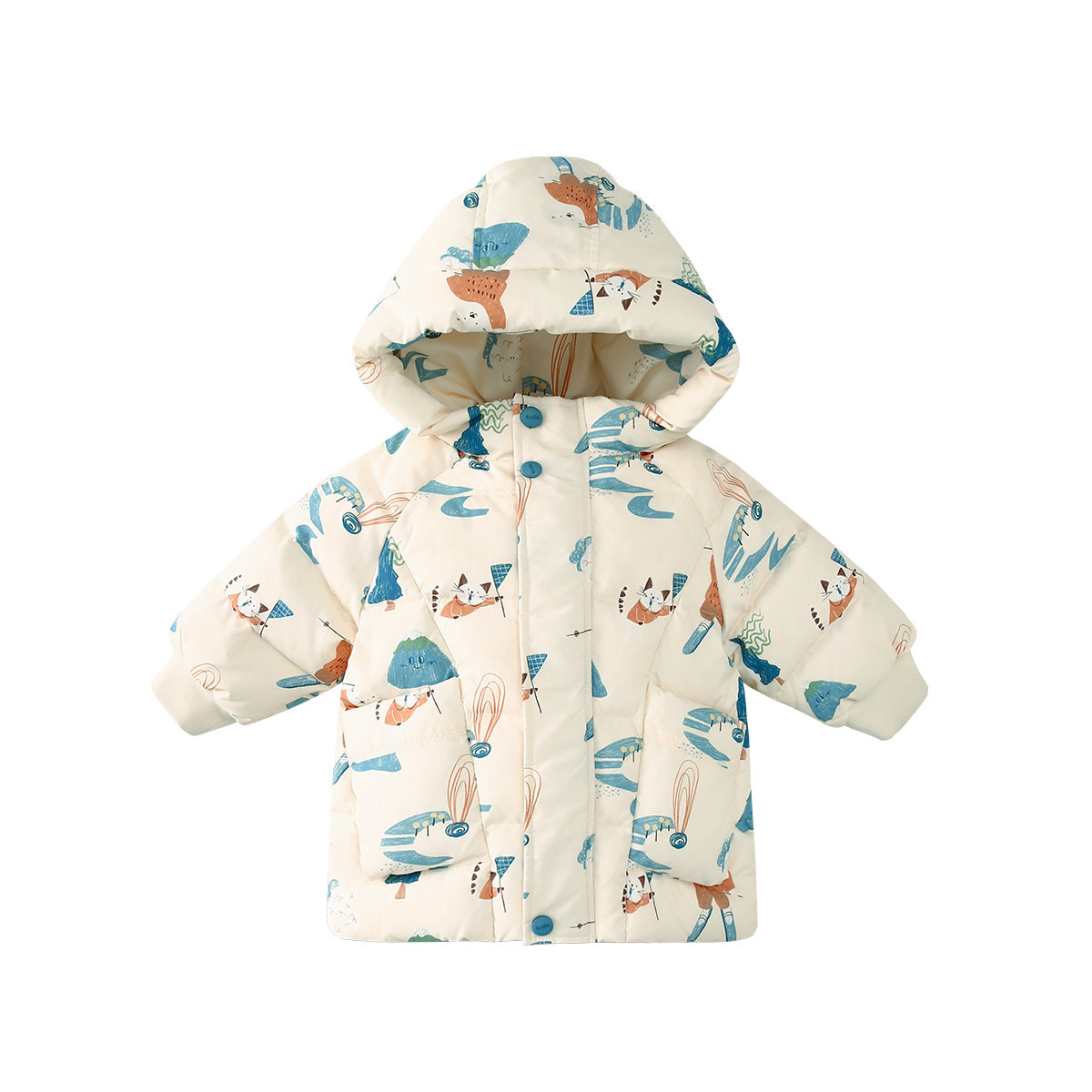 Children's Winter Duck Down Jacket with Cartoon Design
