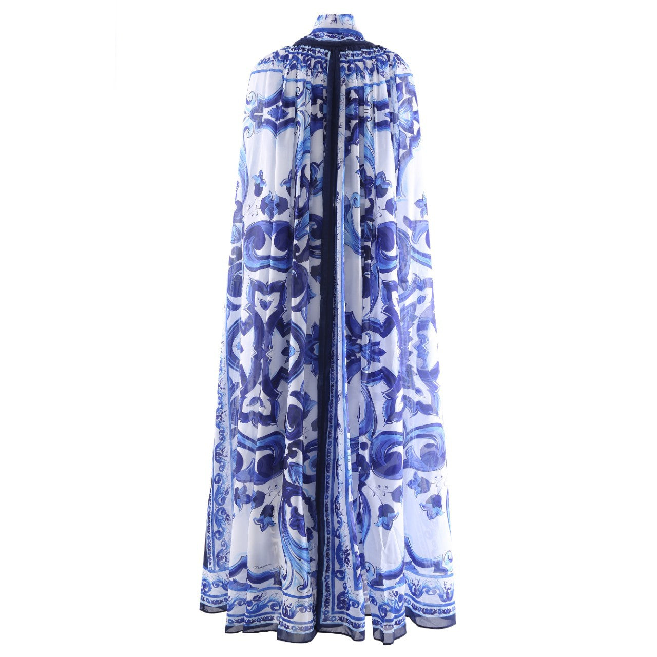 Fashion Queen Floral Porcelain Print Long Cloak Jacket