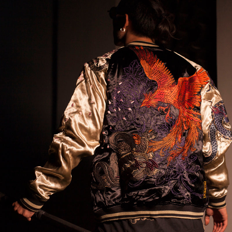 Men's Double-Sided Embroidered Jacket with Four Gods