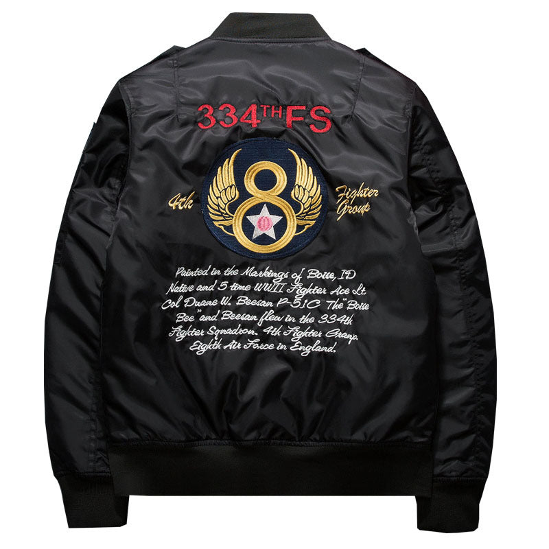 Embroidered Pilot Jacket with Badges - Hip Hop Couples’ Wear